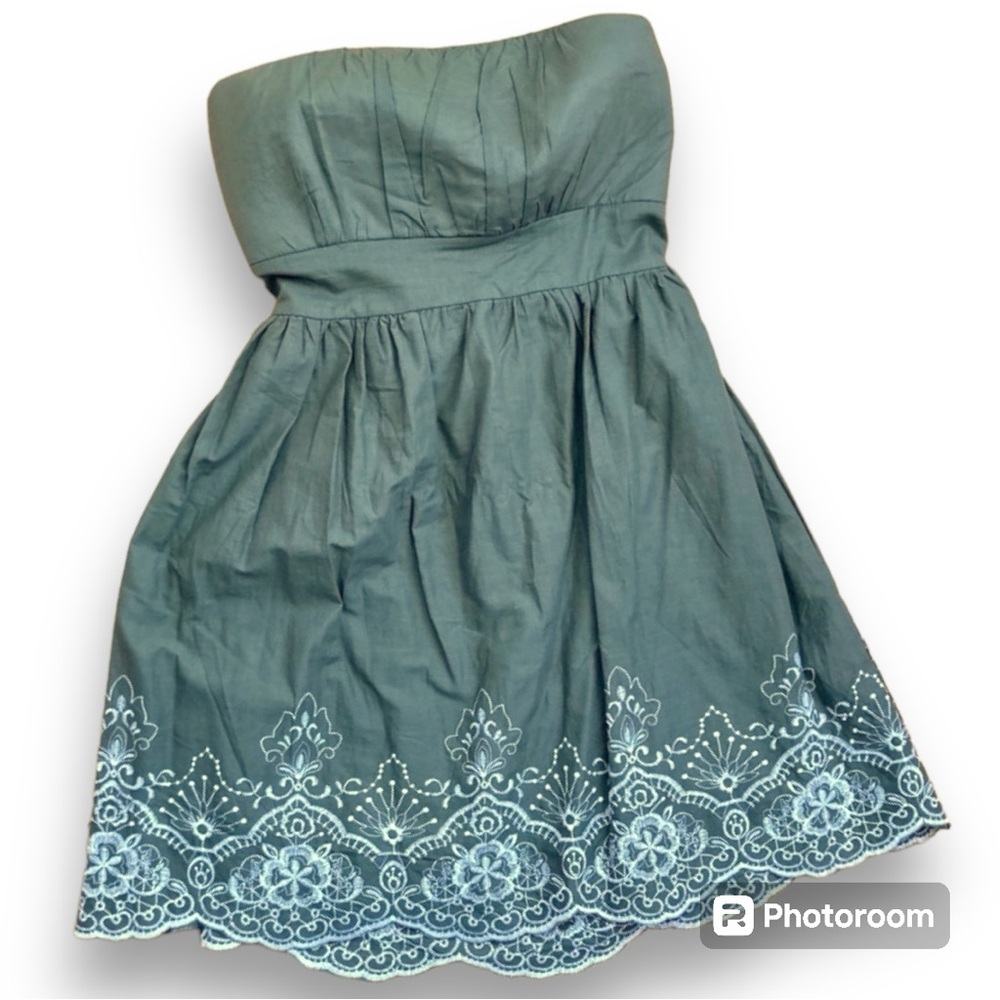 EXIT COUTURE (L’ Aubainerie) women embroidered kaki summer dress size L